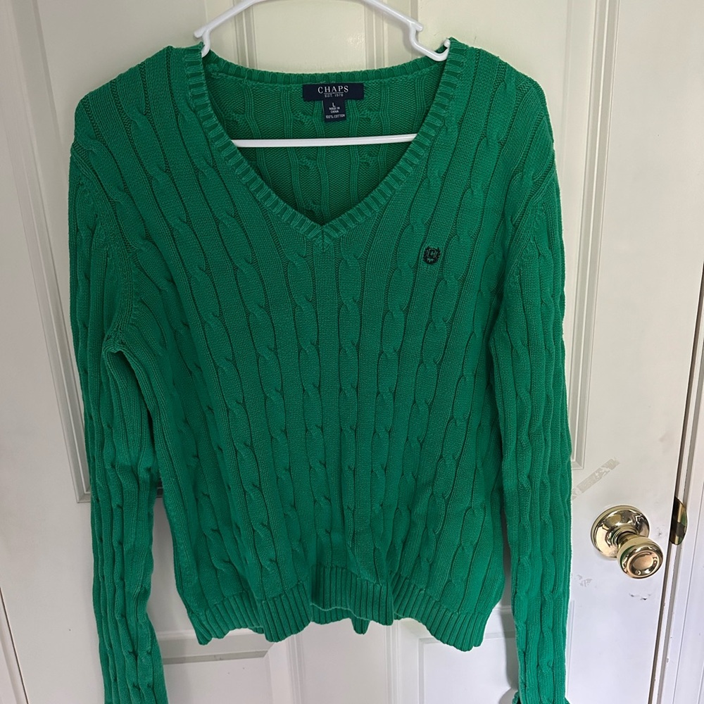 Green Chaps V-neck sweater